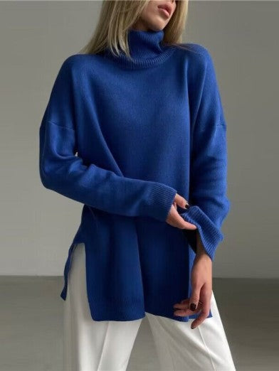Oversized Long Turtleneck Sweater with Side Slit - 2025 3
