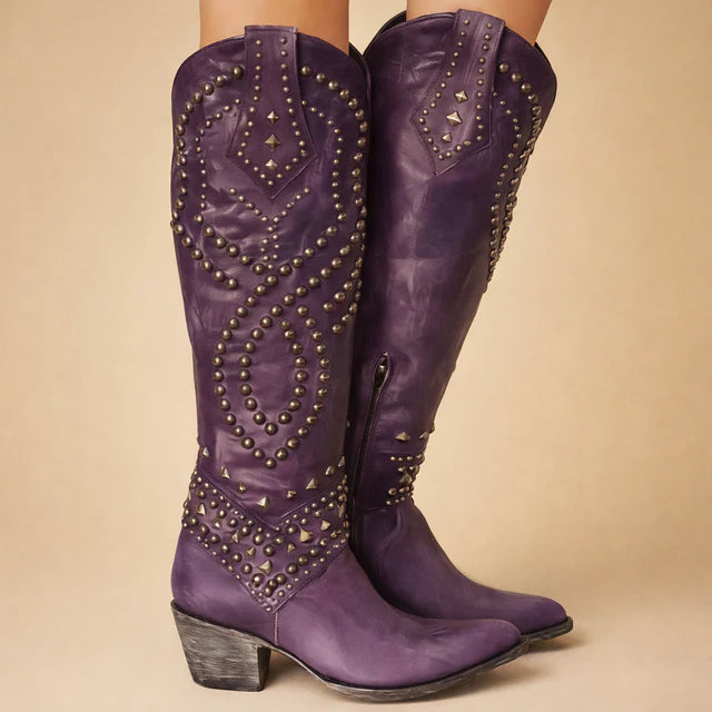 Savrina | Women’s Vintage Knee-High Cowboy Boots for Western Style