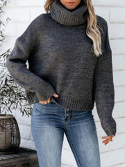 Womens Oversized Black Turtleneck Sweater - Soft Knit Comfort for Casual Wear 1