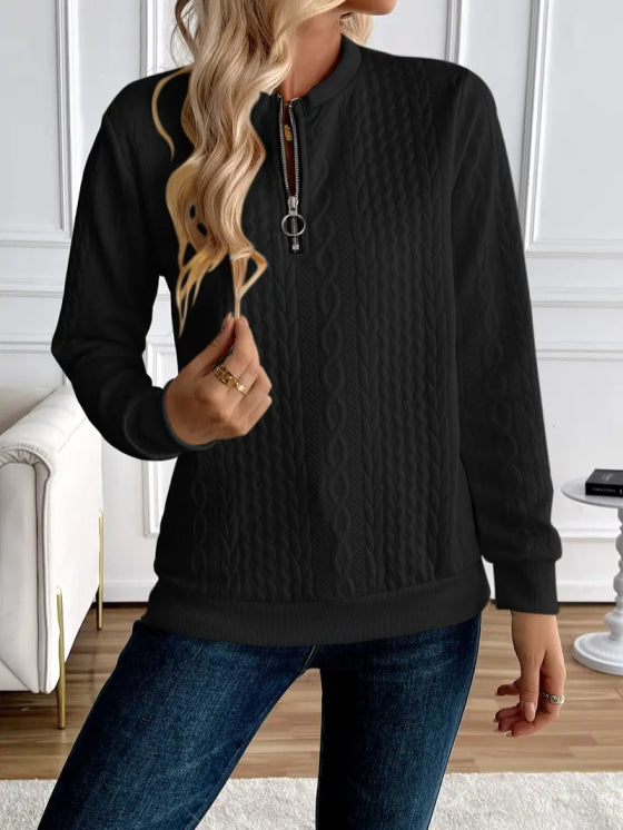 Womens Quilted Zip-Up Sweater, Chic and Comfortable 5