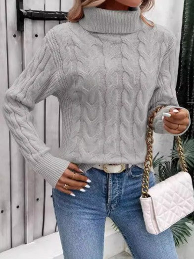 Women's Black Cable Knit Turtleneck Sweater – Cozy Medium-Weight Winter Knitwear for Casual and Semi-Formal Style 2