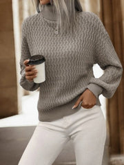 Womens Oversized Chunky Knit Turtleneck Sweater – Cozy Checkered Design for Winter Warmth and Style 3