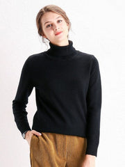 Womens Black Turtleneck Sweater – Cozy Basic Knit, Soft Wool and Viscose Blend, Perfect for Layering in Fall and Winter 3