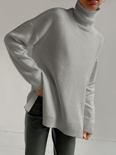 Oversized Long Turtleneck Sweater with Side Slit - 2025 5