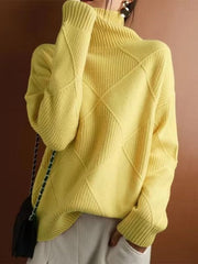 Womens Oversized Cashmere Sweater with 3D Diamond Pattern for Warmth and Style 4