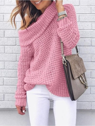 Womens Oversized Off-Shoulder Sweater - Chic Knit Wool Pullover for Autumn Fashion 5