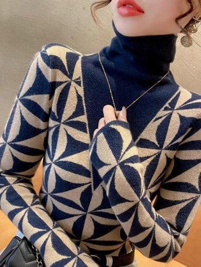 Womens Turtleneck Tunic Top - Elegant Ruffled Sleeve Design, Soft Stretchy Fabric, Available in Black, Khaki, Navy, Sizes S-XL 3