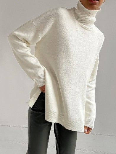 Oversized Long Turtleneck Sweater with Side Slit - 2025 6