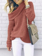 Womens Oversized Off-Shoulder Sweater - Chic Knit Wool Pullover for Autumn Fashion 4