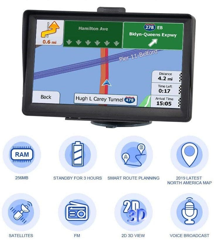 7 Sat Nav for Car and Truck with Real-Time Traffic Updates, Pre-Loaded Maps, Voice Guidance, and Lane Advice 2