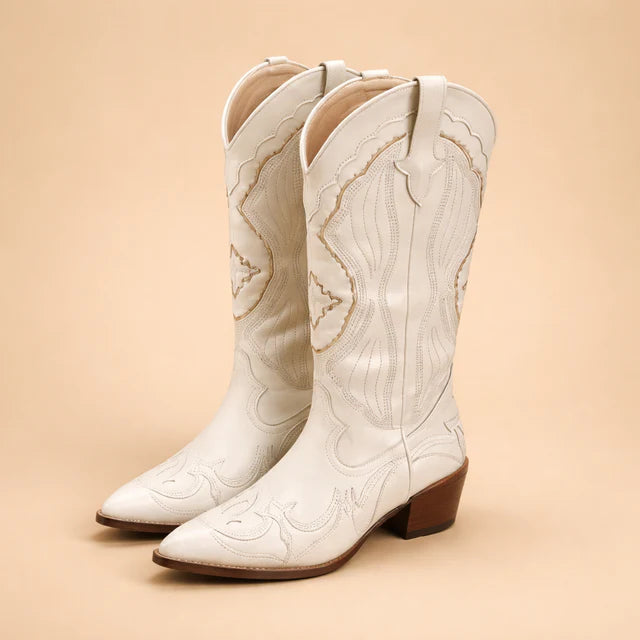 Natalia | Women's Knee-High Cowboy Boots with Embroidered Pattern