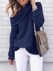 Womens Oversized Off-Shoulder Sweater - Chic Knit Wool Pullover for Autumn Fashion 3