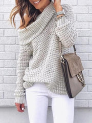 Womens Oversized Off-Shoulder Sweater - Chic Knit Wool Pullover for Autumn Fashion 2