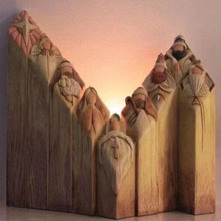 9pcs Heaven Nativity Tree Pillar Statues 4