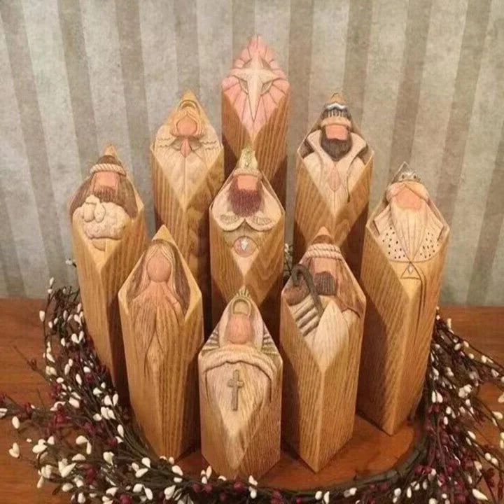 9pcs Heaven Nativity Tree Pillar Statues 5