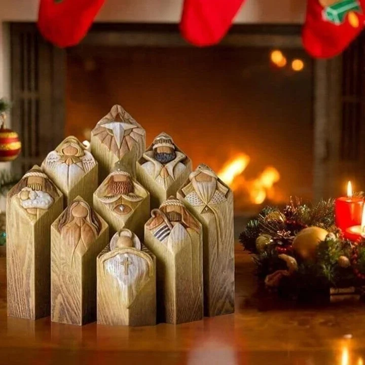 9pcs Heaven Nativity Tree Pillar Statues 6