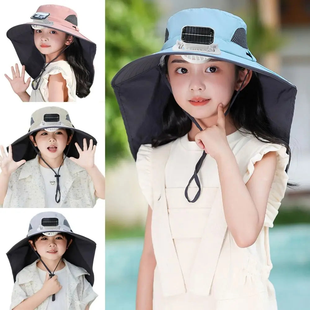 Adjustable Kids Solar Fan Hat 4