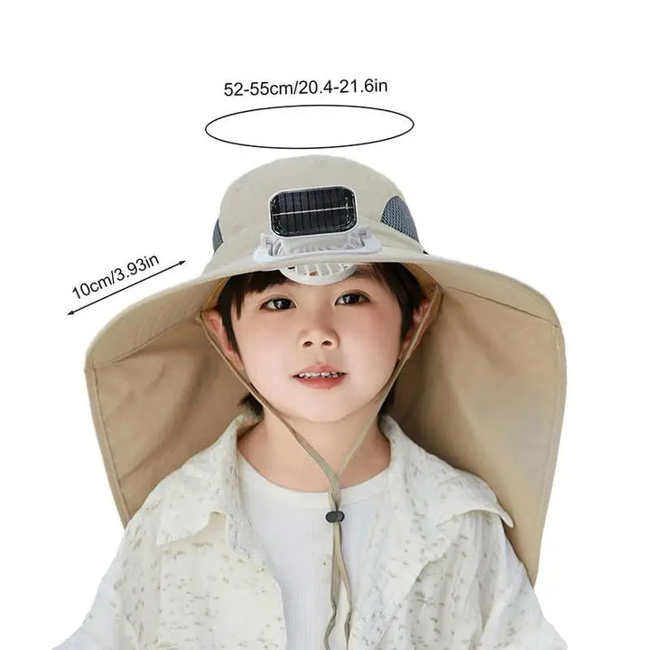 Adjustable Kids Solar Fan Hat 6
