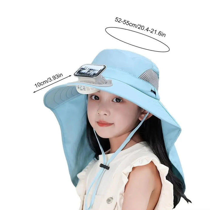 Adjustable Kids Solar Fan Hat 7