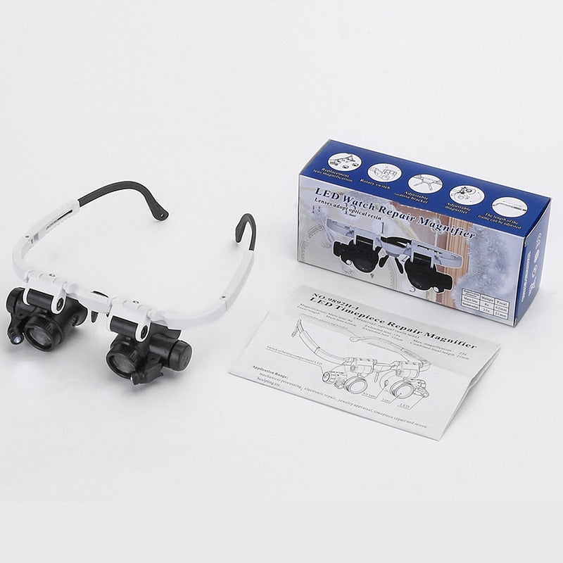 Adjustable LED magnifying glasses with 8x, 15x and 23x magnification for hobbies and precision work 5