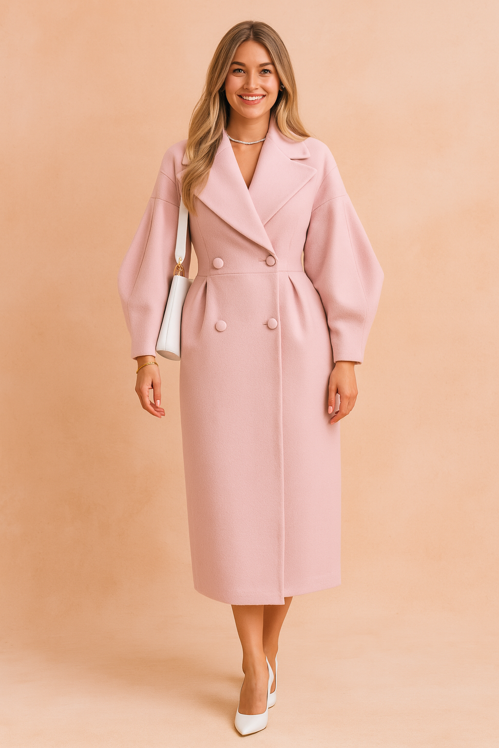 Adriyana | Long elegant coat with a wide collar 4