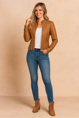 Alicja | Classic biker jacket with zippers 1