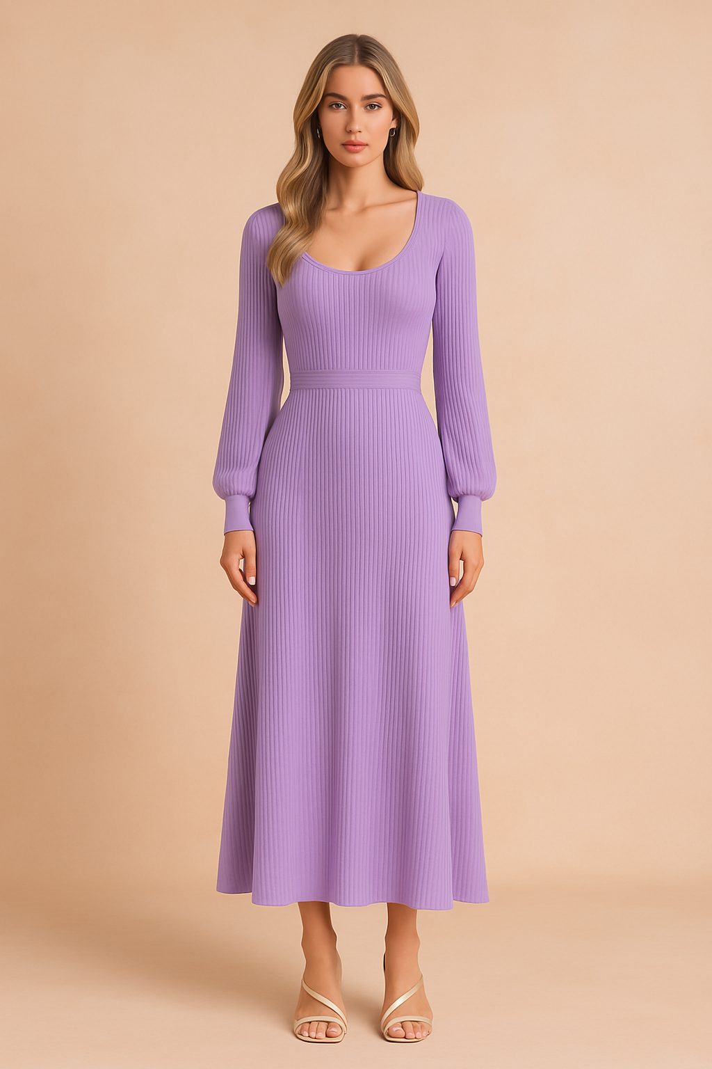 Allyson | Women's Long Puff Sleeve Sweater Dress 0