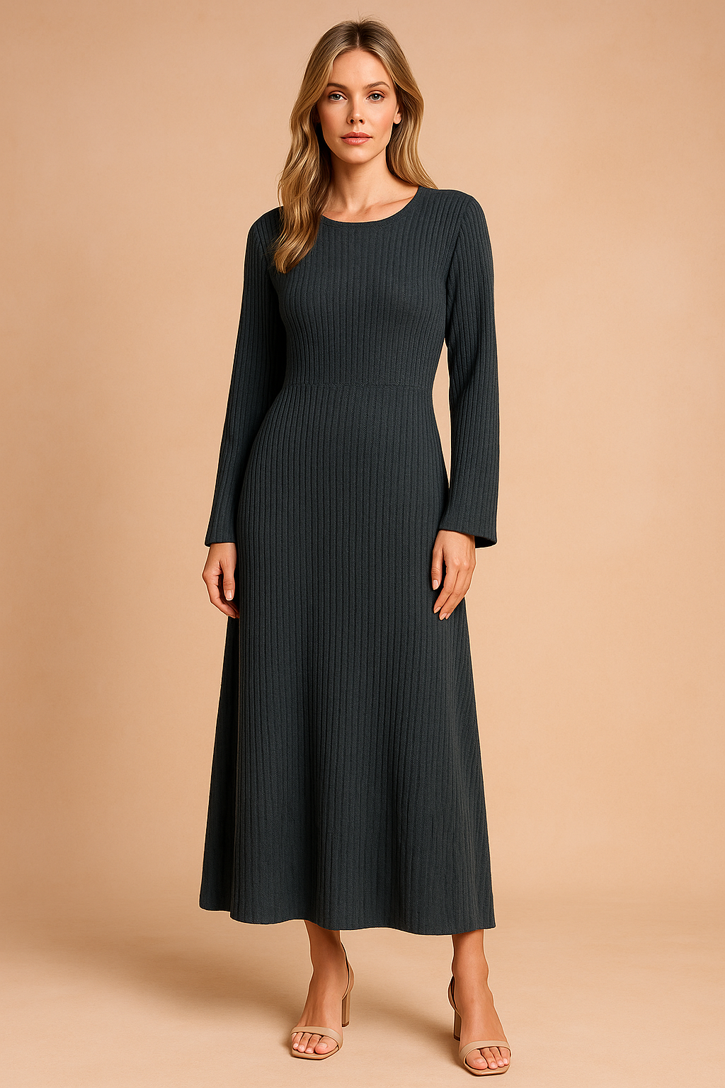 Allyson | Women's Long Puff Sleeve Sweater Dress 2