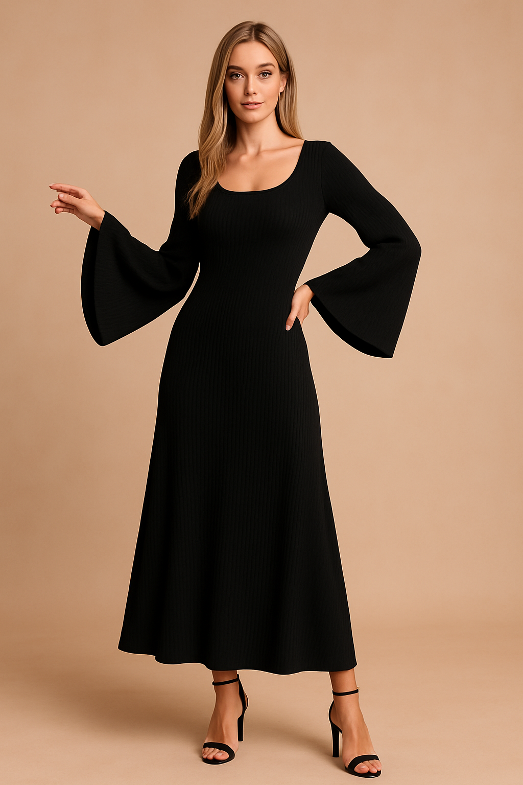 Allyson | Women's Long Puff Sleeve Sweater Dress 3