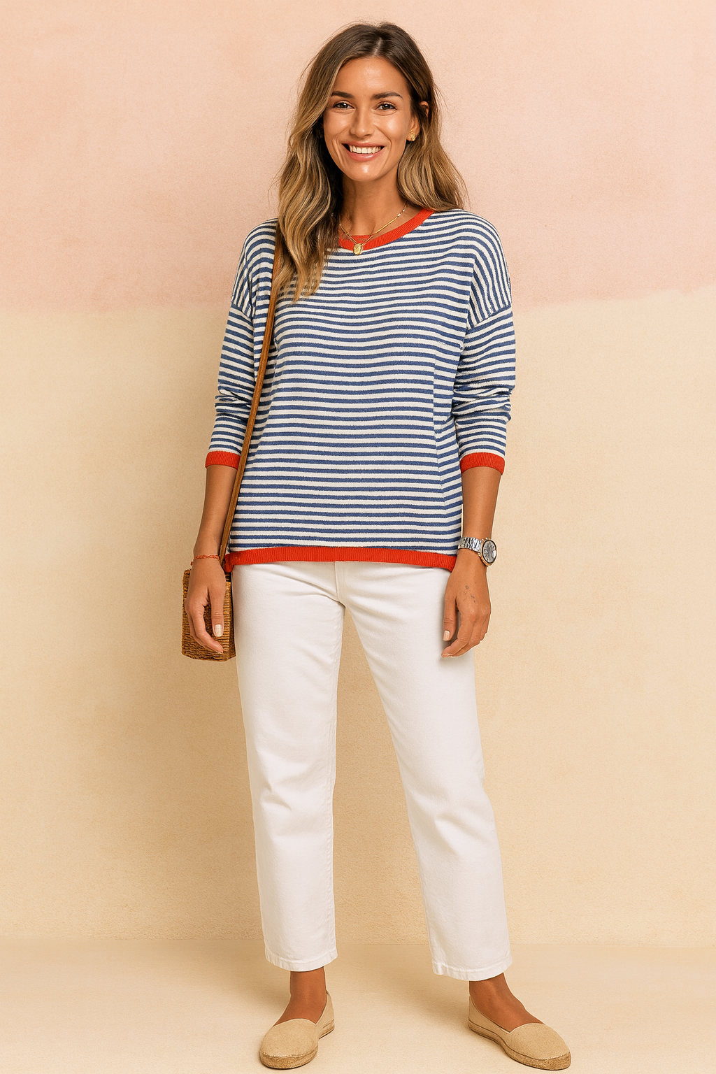 Amelia | Striped sweater with contrasting trim 1
