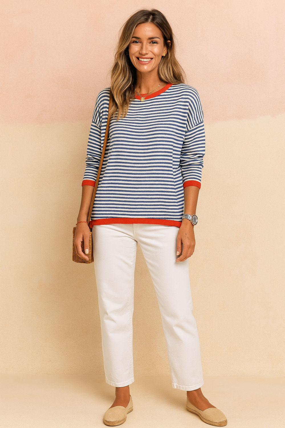 Amelia | Striped sweater with contrasting trim 1