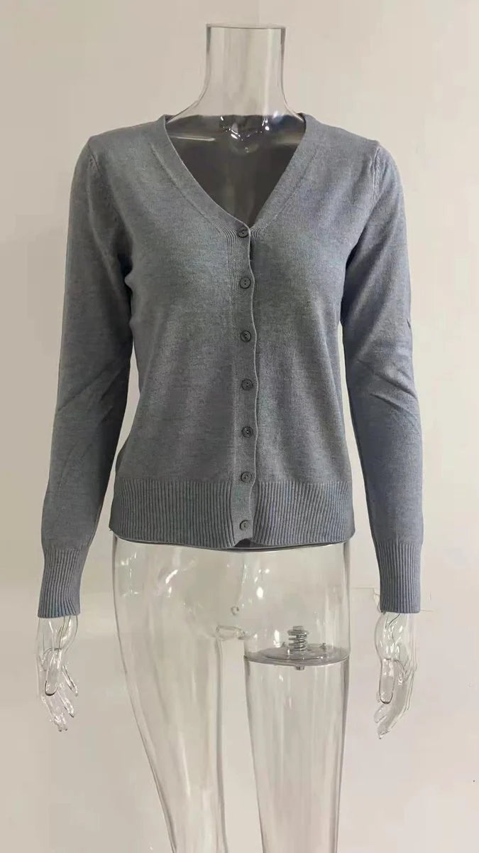 Amelie | Damen V-Ausschnitt Strickjacke Langarm Cardigan mit Knöpfen 8