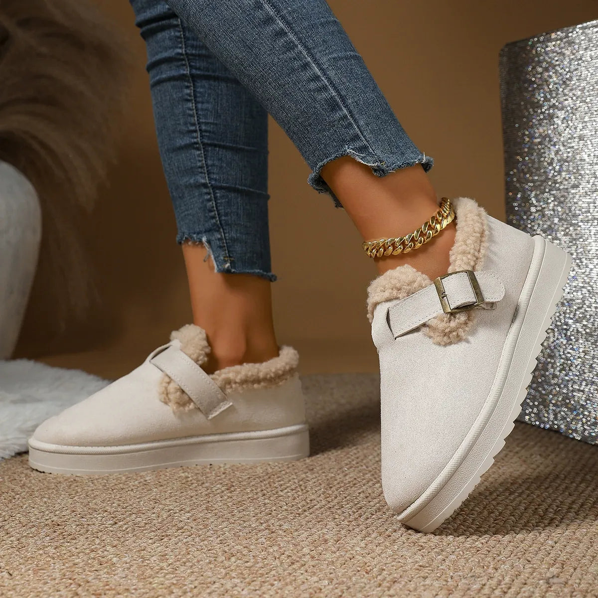 Ankle Height Snow Boots for Women – Stylish & Warm Faux Fur Lining 0