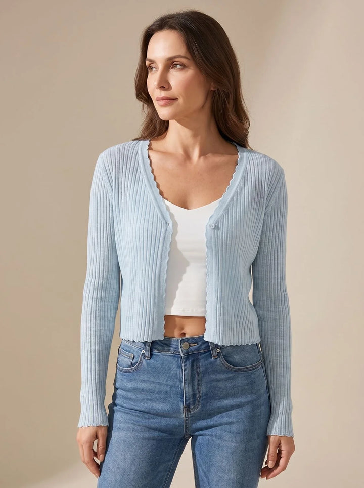 Annika | Damen Leichter Strick-Cardigan mit V-Ausschnitt für den Herbst 0