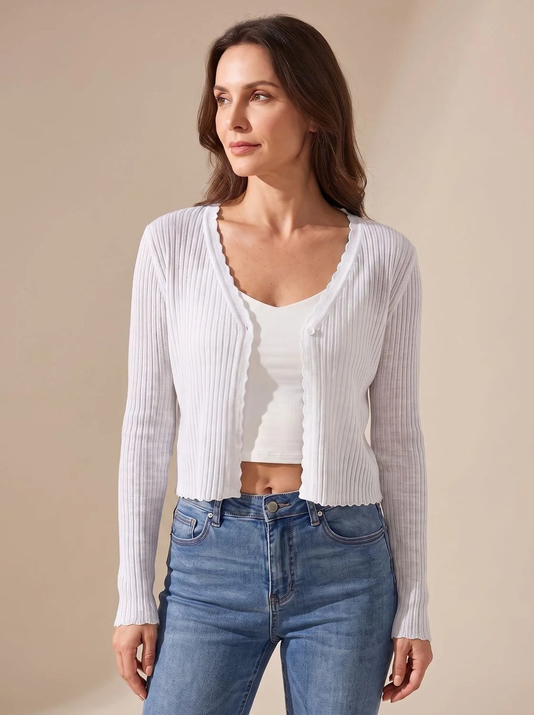 Annika | Damen Leichter Strick-Cardigan mit V-Ausschnitt für den Herbst 1