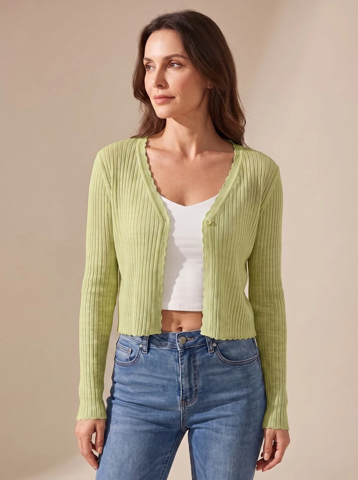 Annika | Damen Leichter Strick-Cardigan mit V-Ausschnitt für den Herbst 2