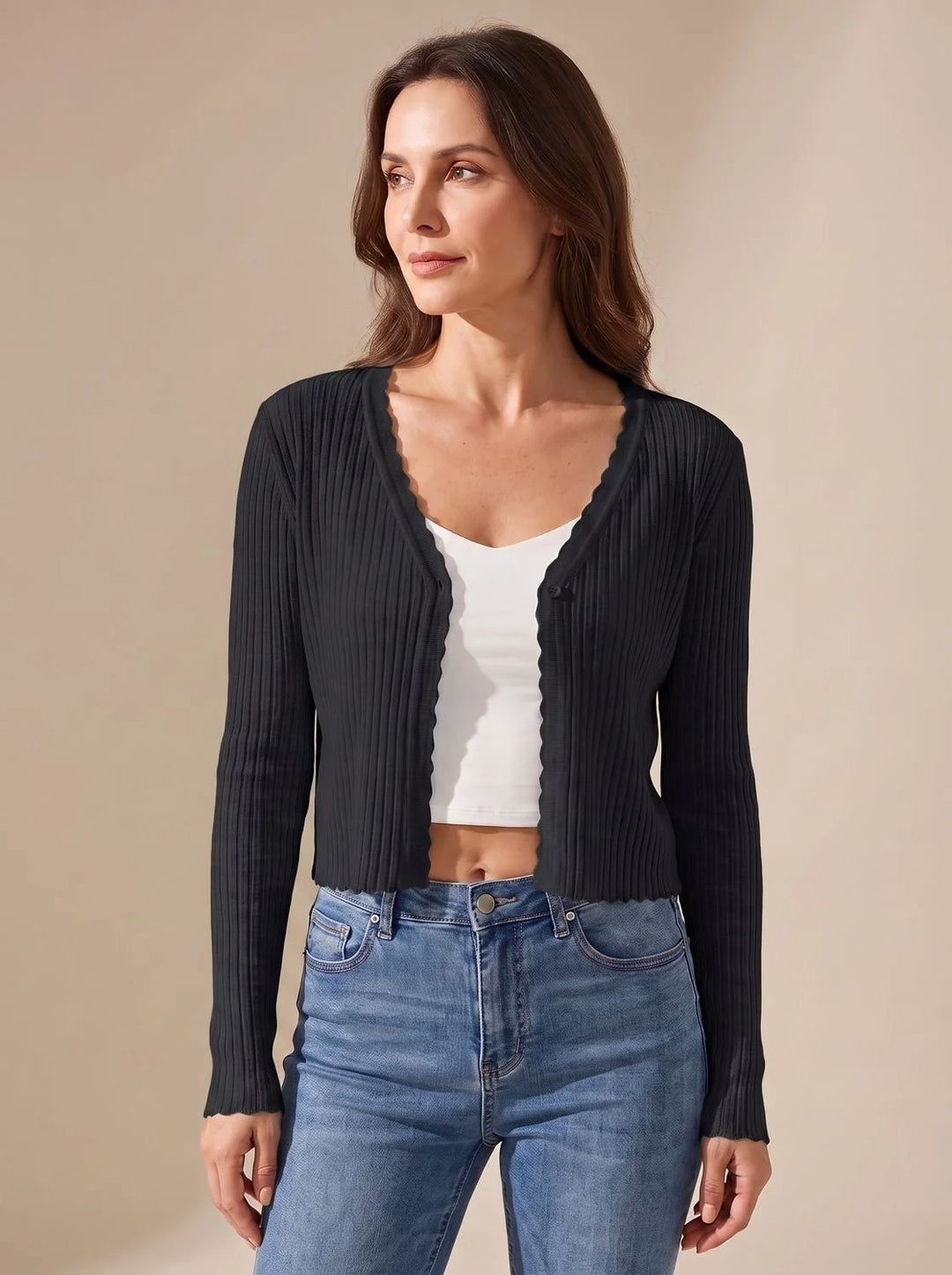 Annika | Damen Leichter Strick-Cardigan mit V-Ausschnitt für den Herbst 5