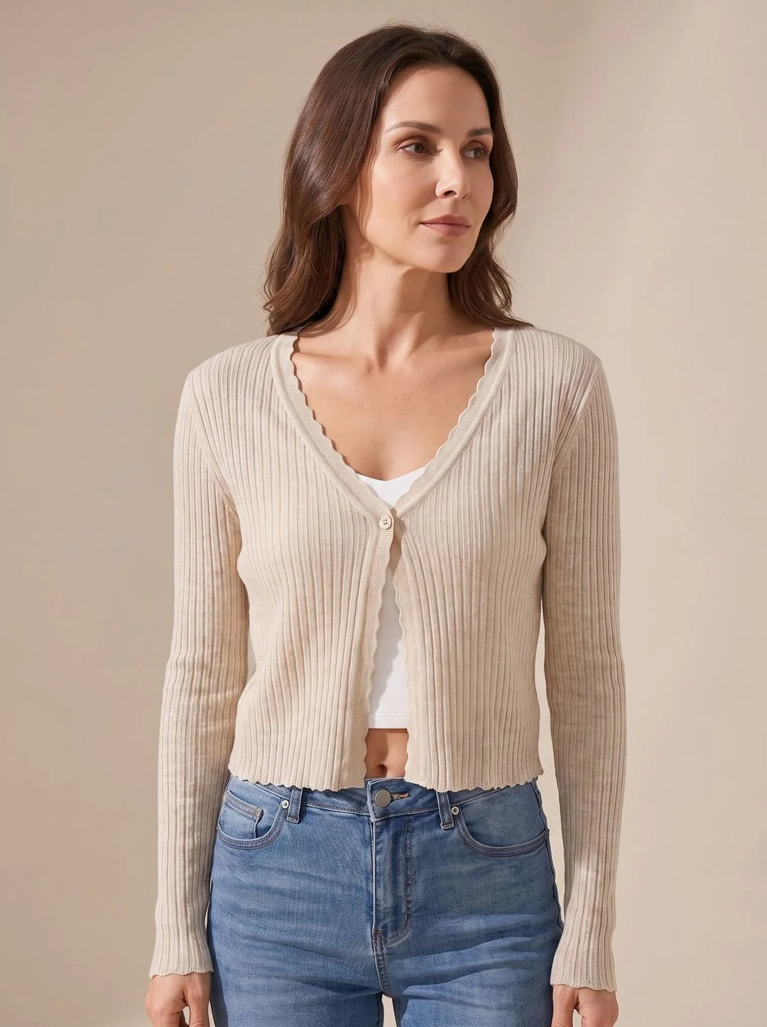 Annika | Damen Leichter Strick-Cardigan mit V-Ausschnitt für den Herbst 6