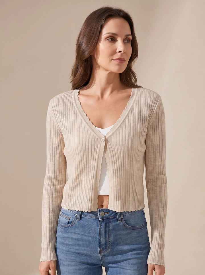 Annika | Damen Leichter Strick-Cardigan mit V-Ausschnitt für den Herbst 6
