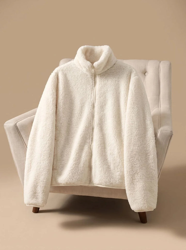 Annika | Damen Oversized Fleece-Jacke mit Stehkragen und Reißverschluss 1