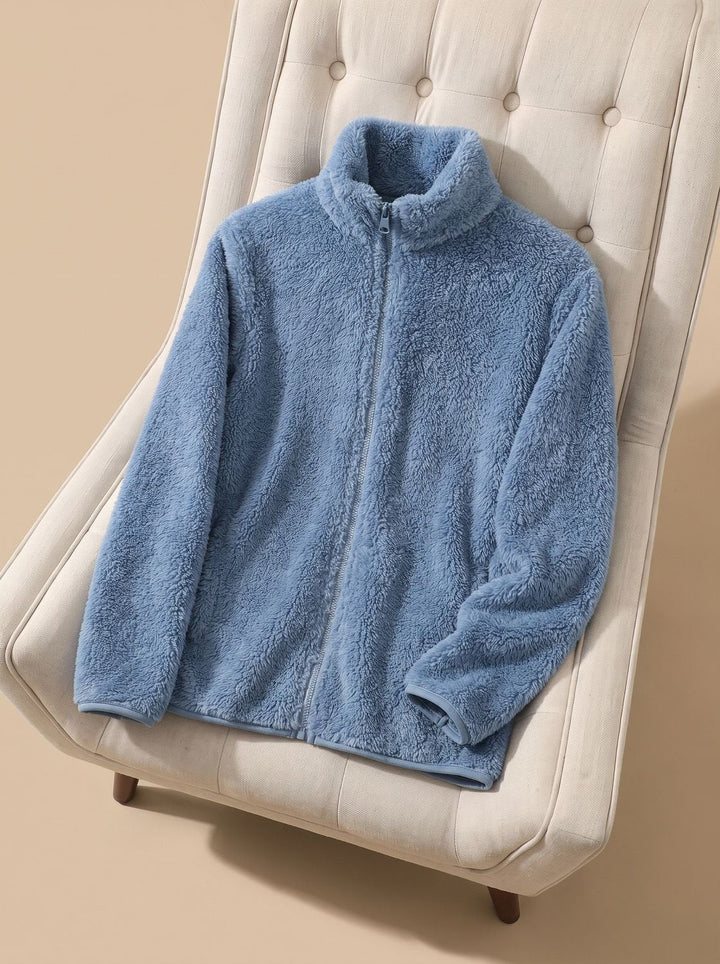 Annika | Damen Oversized Fleece-Jacke mit Stehkragen und Reißverschluss 2