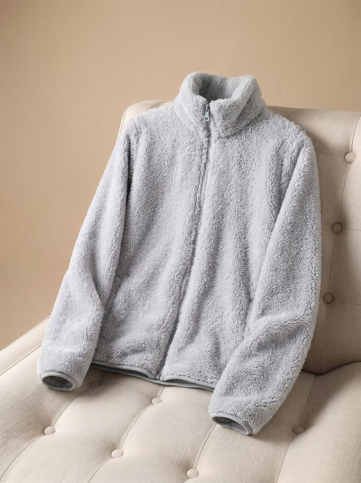 Annika | Damen Oversized Fleece-Jacke mit Stehkragen und Reißverschluss 3