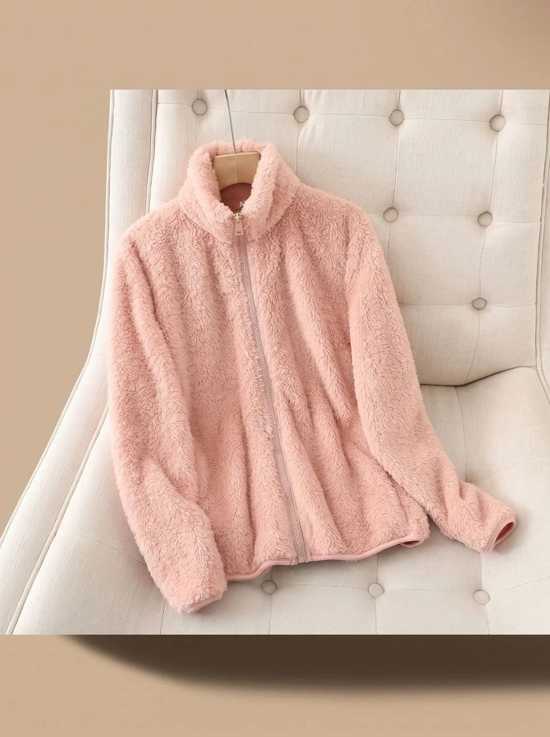 Annika | Damen Oversized Fleece-Jacke mit Stehkragen und Reißverschluss 4