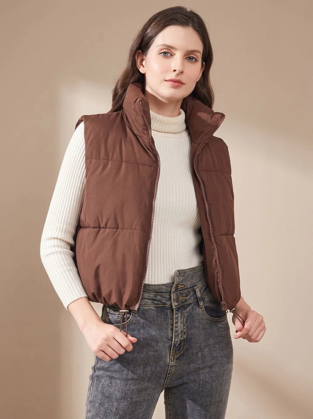 Annika | Damen Ultraleichter Stehkragen Bodywarmer Kurze Steppweste 1