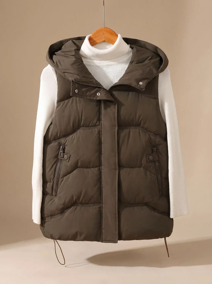 Annika | Damen Wattierter Kapuzen-Bodywarmer mit Reißverschlusstaschen 5