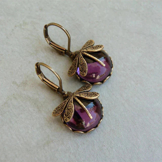 Antique Crystal Dragonfly Earrings – Elegant Jewelry 8