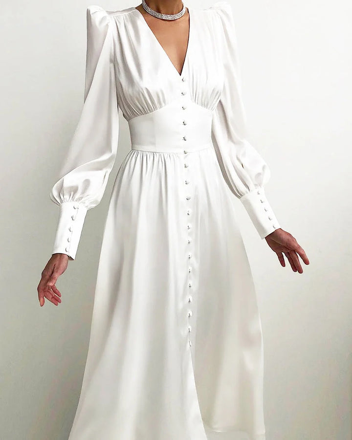Arya | Damen-Midikleid mit V-Ausschnitt und Knöpfen 4