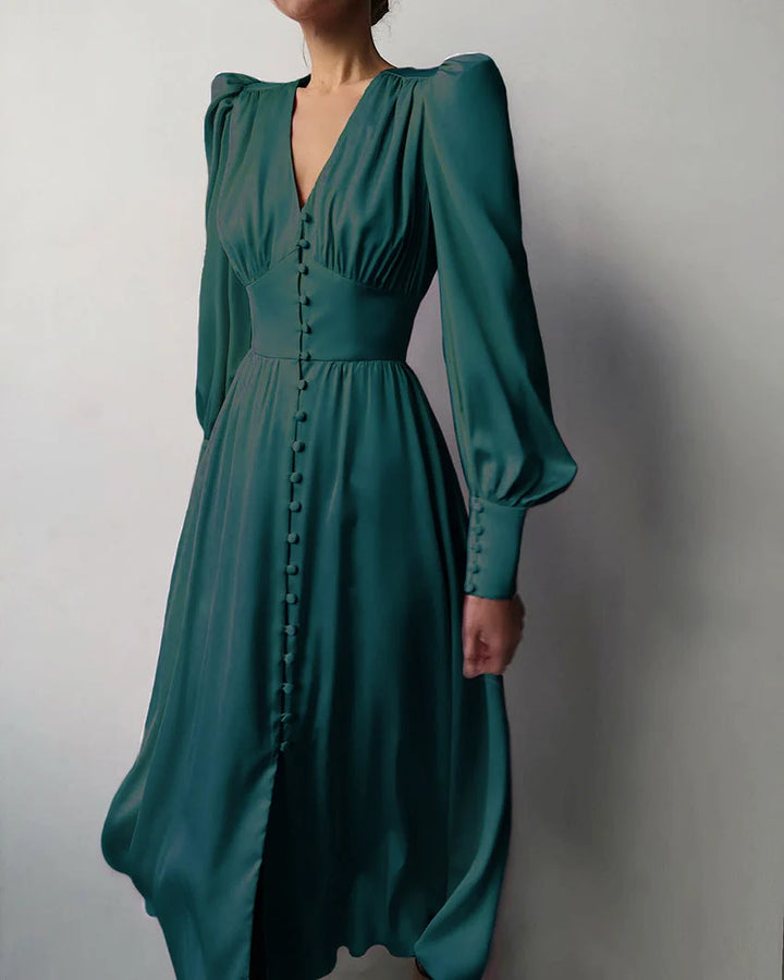Arya | Damen-Midikleid mit V-Ausschnitt und Knöpfen 6
