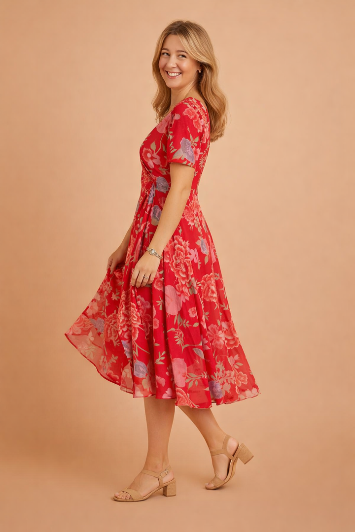 Barbara | Asymmetrical Floral Print Dress