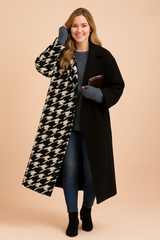 Aya | Long Coat with Geometric Accent 2